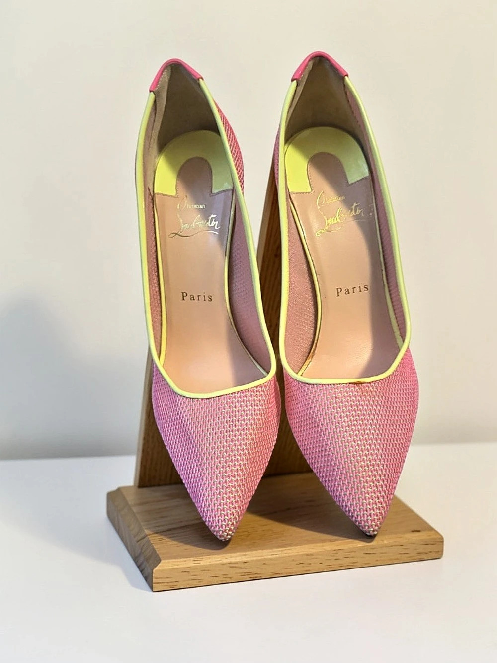 Christian Louboutin Galativi Mesh Pointed-Toe Pumps Pink & Red